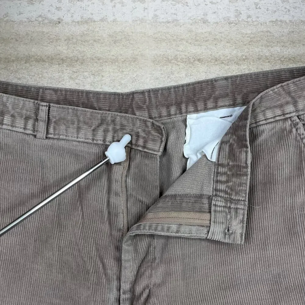 Vintage 90s Haggar Corduroy Pants 36x31 Straight Fit Light Tan Flat Front